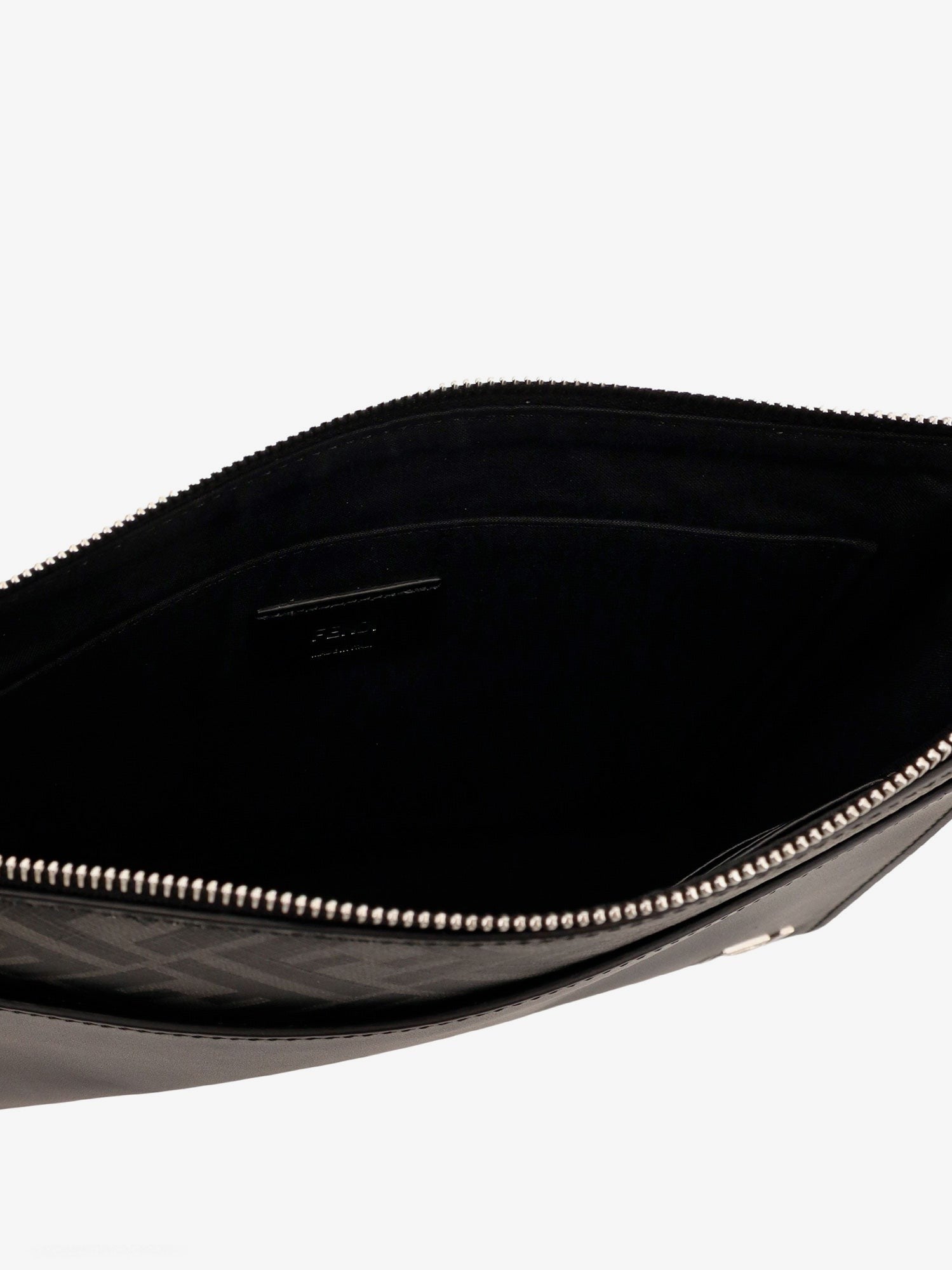 Fendi Men's Squared FF Leather Clutch Black