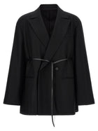 ssstein Flannel Belted Blazer Black, view 2