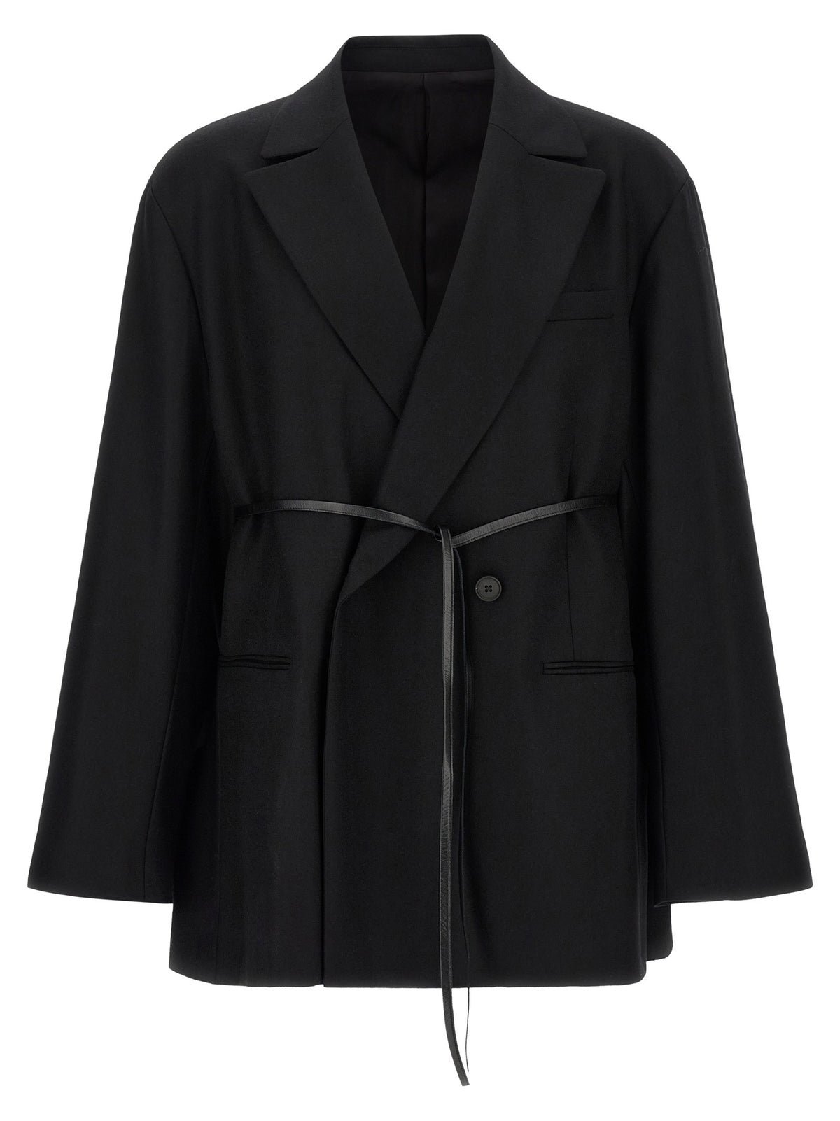 ssstein Flannel Belted Blazer Black, view 2