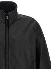 ssstein High Neck Leather Jacket Black, view 3