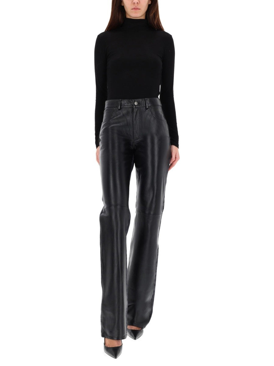 Haikure Women's Star Black Denim &amp; Leather Pants Black