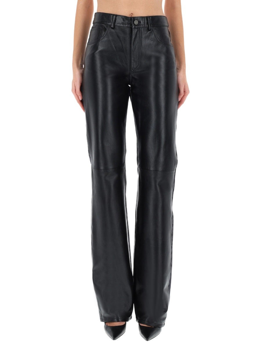 Haikure Women's Star Black Denim &amp; Leather Pants Black