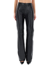 Haikure Women's Star Black Denim &amp; Leather Pants Black