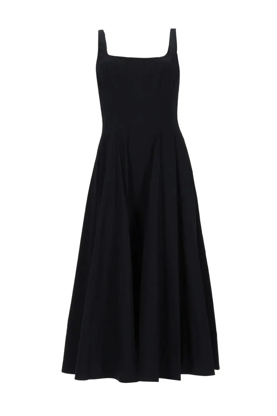 Staud women’s abito midi wells black sleeveless midi dress with square neckline and flowing skirt perfect for formal wear