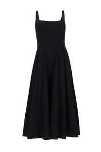 Staud women’s abito midi wells black sleeveless midi dress with square neckline and flowing skirt perfect for formal wear