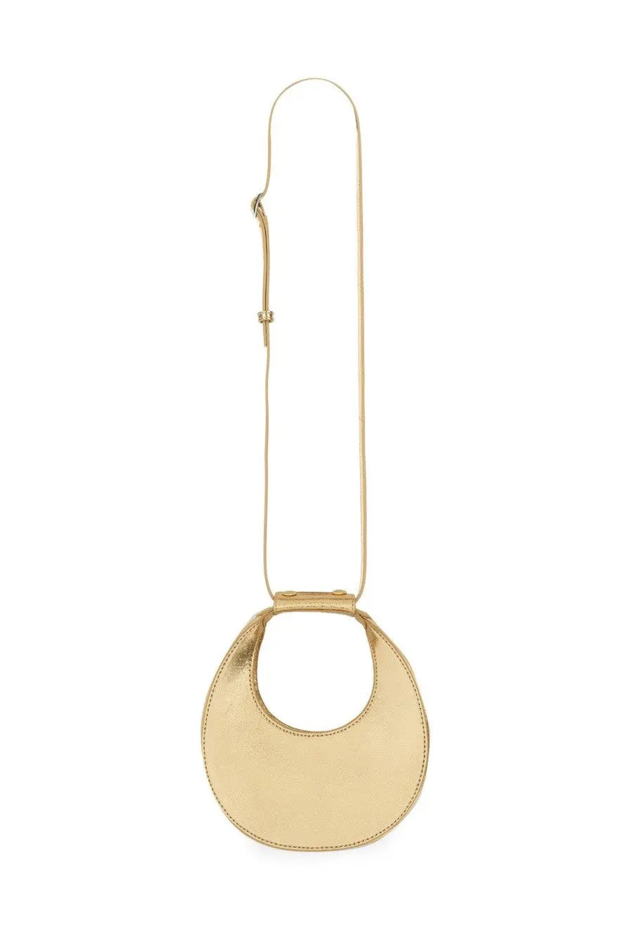Staud women’s borsa goodnight moon gold crossbody bag in gold-toned leather with sleek minimalist design and adjustable strap