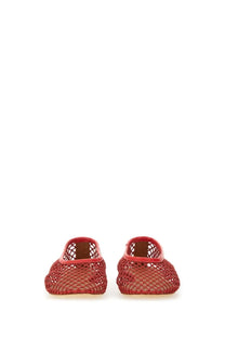 Staud women’s dancer alba red flat shoes with flexible red mesh open-knit design and rounded toe