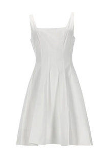 Staud women’s mini abito wells white crisp sleeveless dress with square neckline and flared skirt
