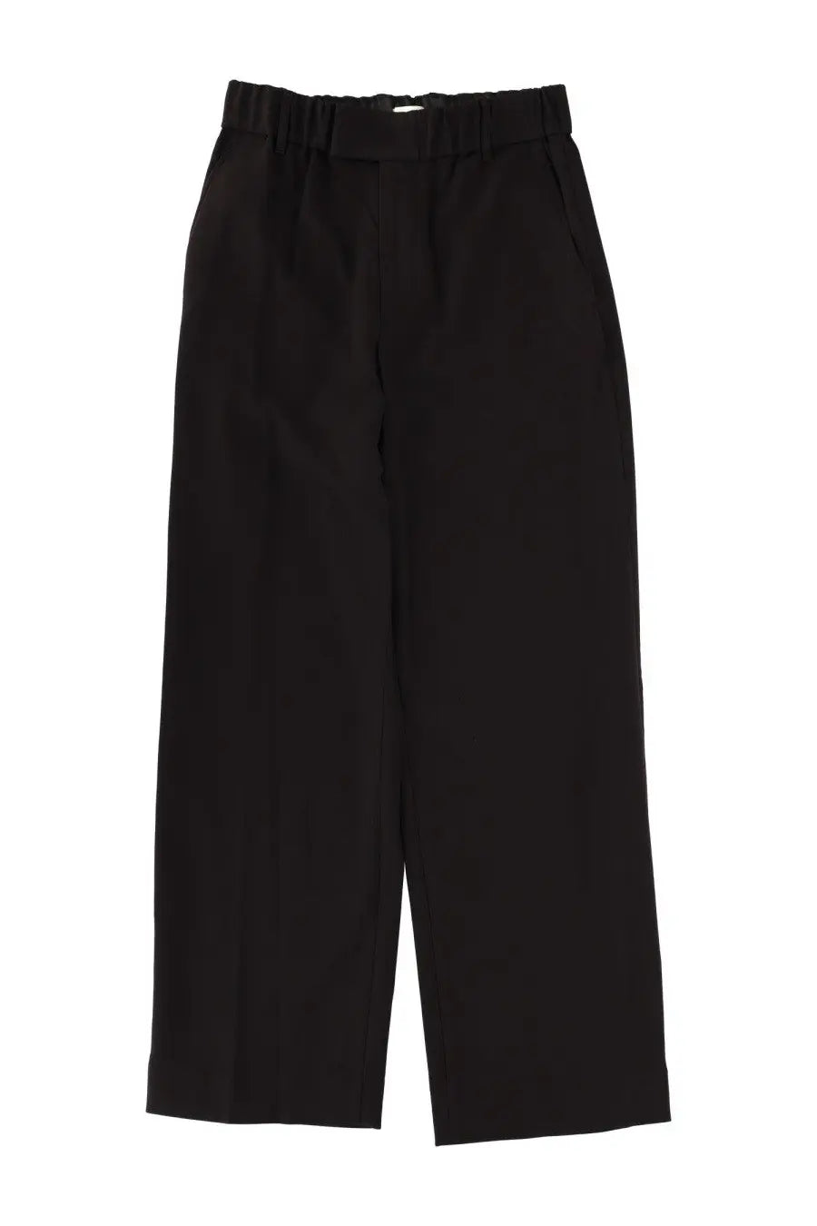 Staud women’s pants jerome black high-waisted wide-leg trousers in smooth tailored fabric with subtle front pleats