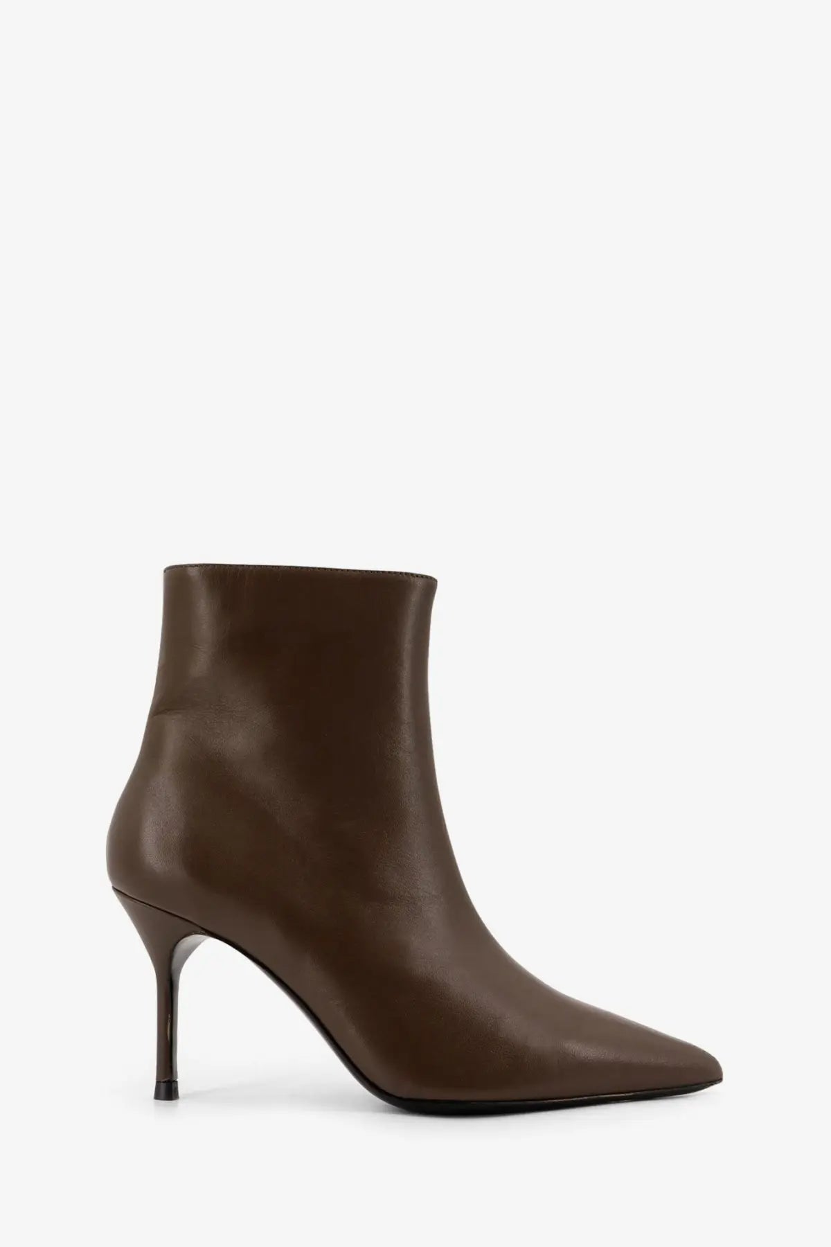 Brown leather ankle boot with pointed toe and slim high heel from staud womens sebastian leather boots brown