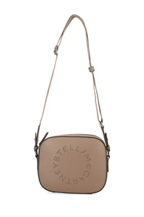 Beige leather crossbody bag by Stella McCartney with circular logo embossed on the front in bag room beige color