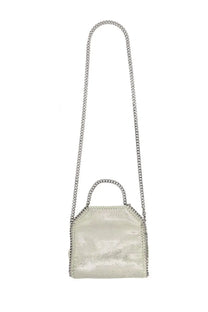 Stella mccartney women’s borsa falabella micro silver bag with silver metallic chain strap and shimmering textured body