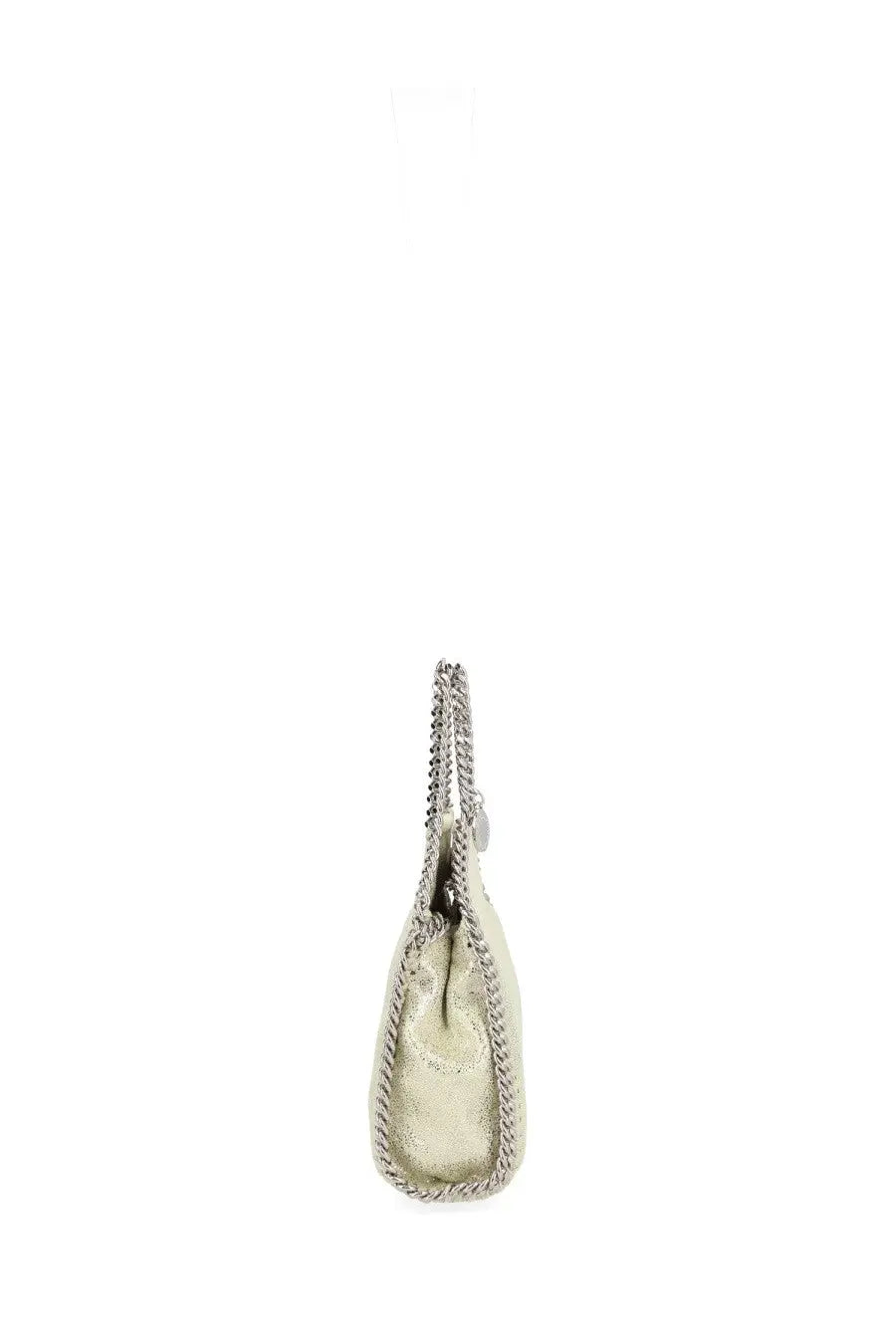 Stella McCartney women’s borsa falabella micro silver chain-link shoulder bag with sleek minimalist design and soft leather texture