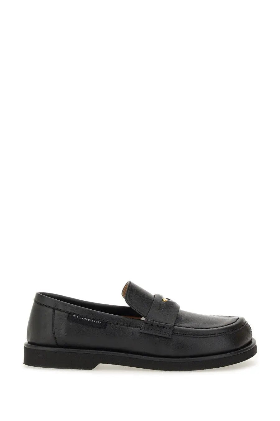 Stella McCartney women’s classic loafer Ryder black in black leather with minimalist design and subtle gold-tone hardware