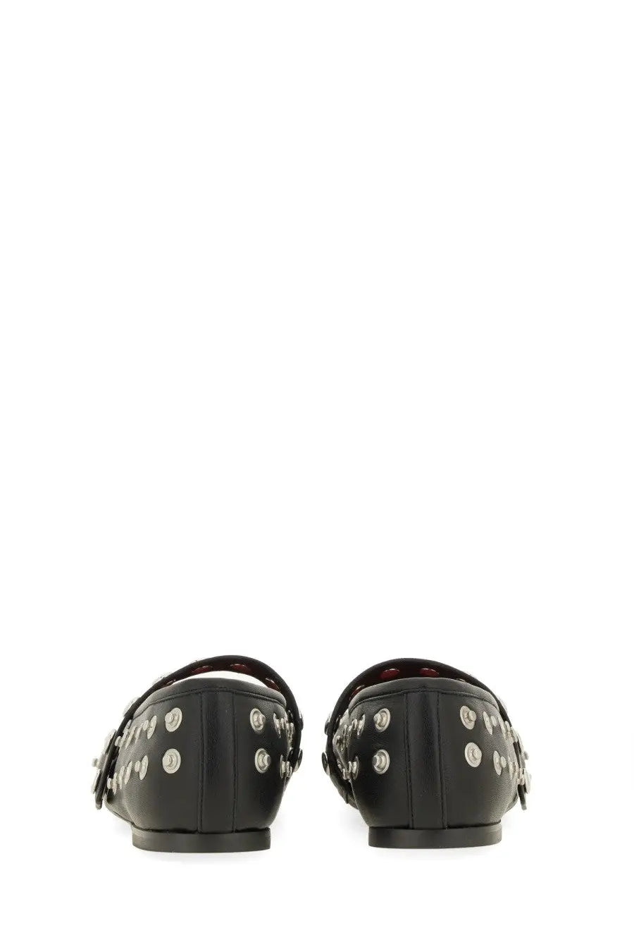 Stella mccartney women’s dancer ryder black leather loafers with silver studs and buckle detail