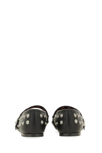 Stella mccartney women’s dancer ryder black leather loafers with silver studs and buckle detail