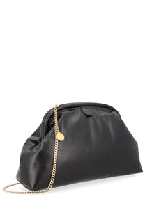 Stella McCartney women’s black pochette falabella clutch bag with gold chain strap and small circular charm