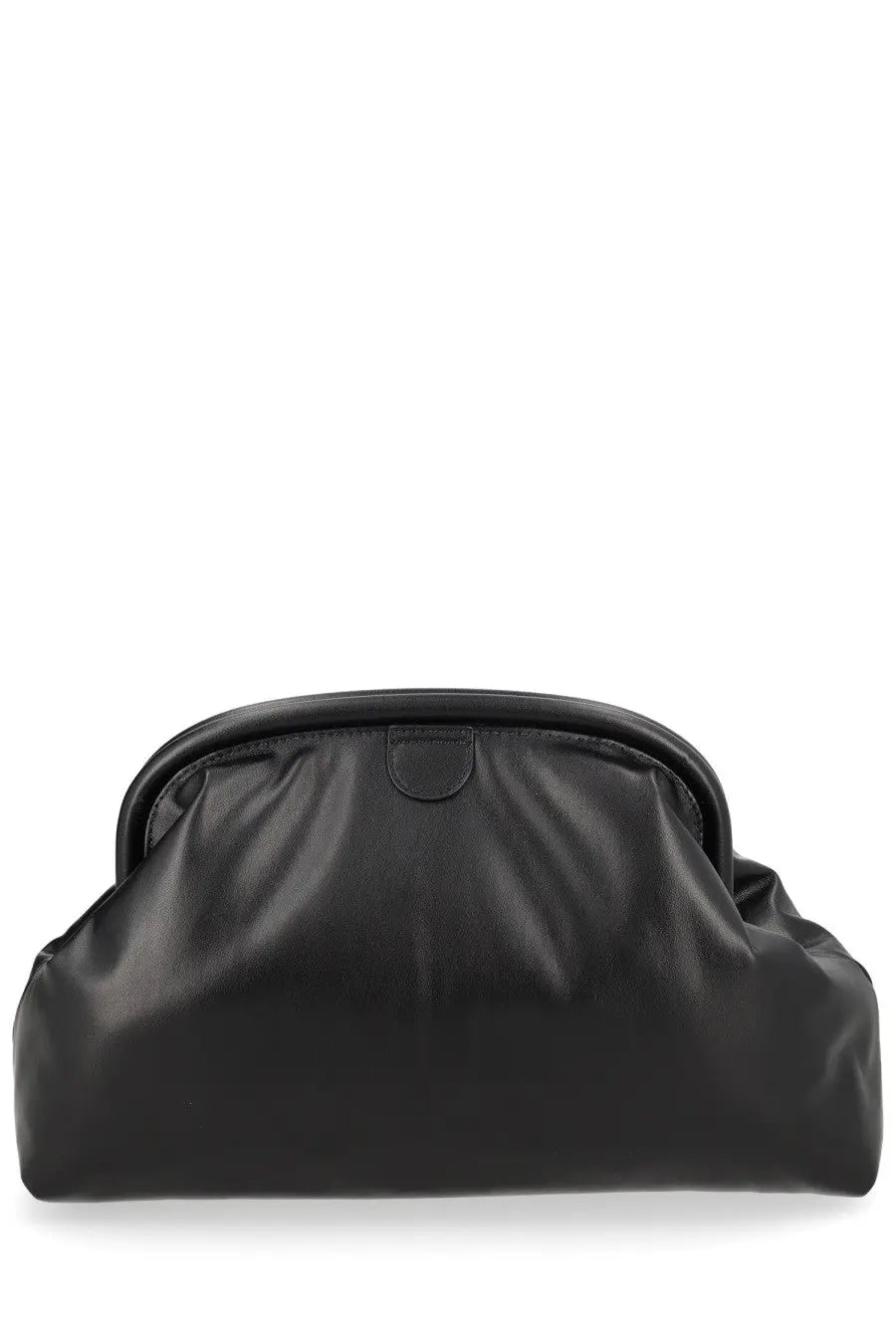 Stella McCartney women’s pochette falabella black black leather clutch with soft draped design and rounded top handle