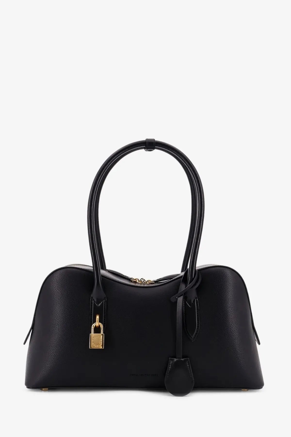 Black leather stella mcCartney women’s stella ryder medium vegan leather shoulder bag with gold-tone lock detail