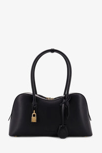Black leather stella mcCartney women’s stella ryder medium vegan leather shoulder bag with gold-tone lock detail