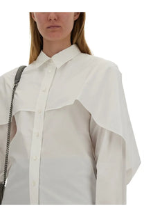 White blouse by Stella McCartney with layered flowing fabric and classic collar for women’s elegant shirts