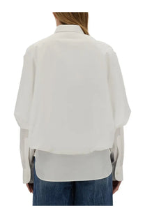 Stella McCartney women’s white oversized button-up shirt with relaxed fit and layered sleeves for casual wear