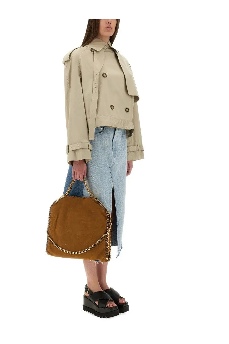Stella McCartney Women's Short Trench Coat Beige, view 2
