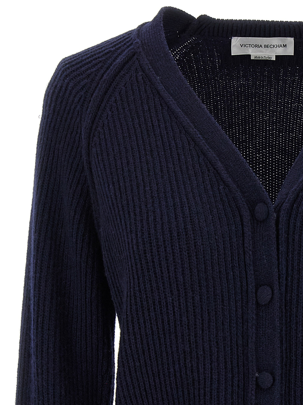 Victoria Beckham Stepped Hem Cardigan Blue, view 3