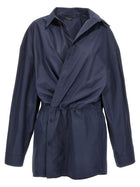 Balenciaga Stile Shirt Mini Dress Blue