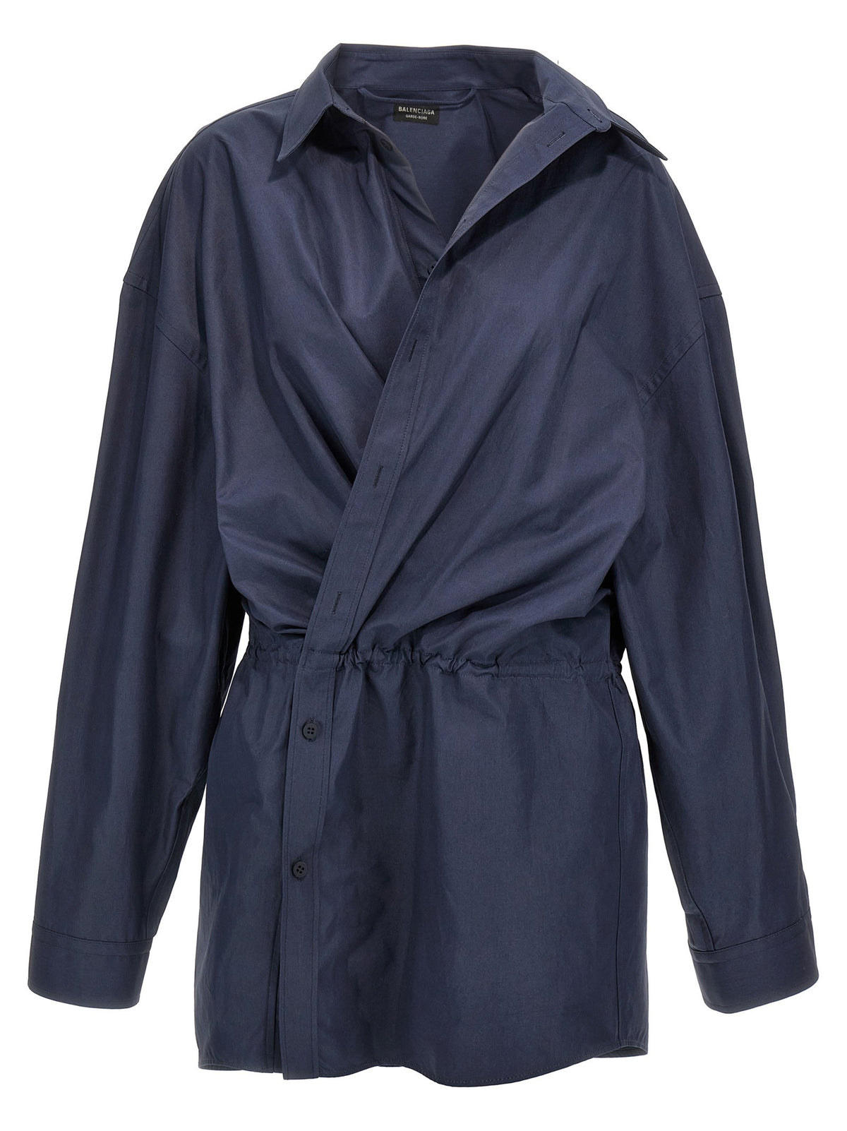 Balenciaga Stile Shirt Mini Dress Blue