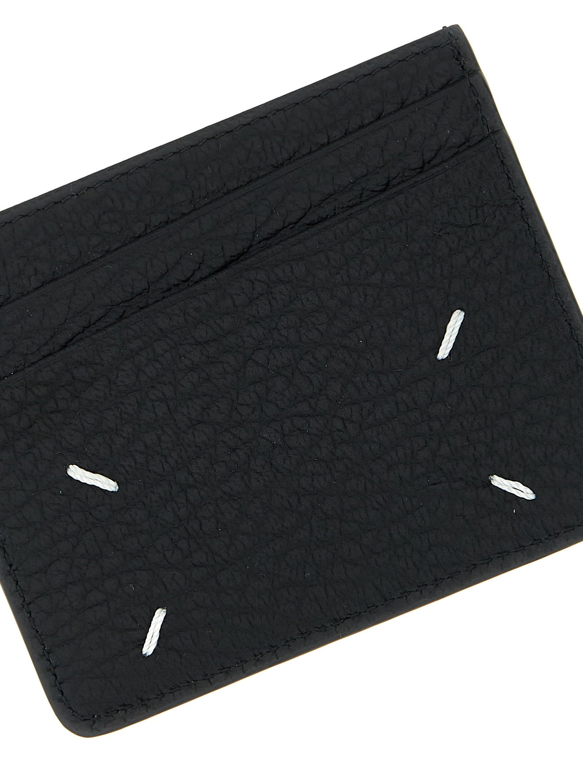 Maison Margiela Women's Four Stitches Hammered Leather Card Holder Black