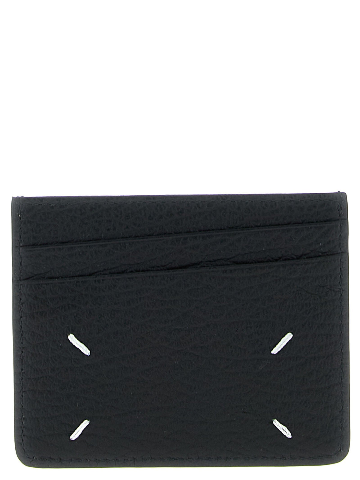 Maison Margiela Women's Four Stitches Hammered Leather Card Holder Black