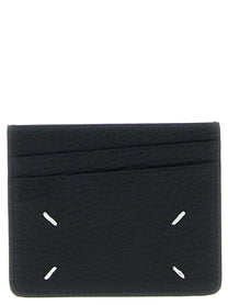 Maison Margiela Women's Four Stitches Hammered Leather Card Holder Black