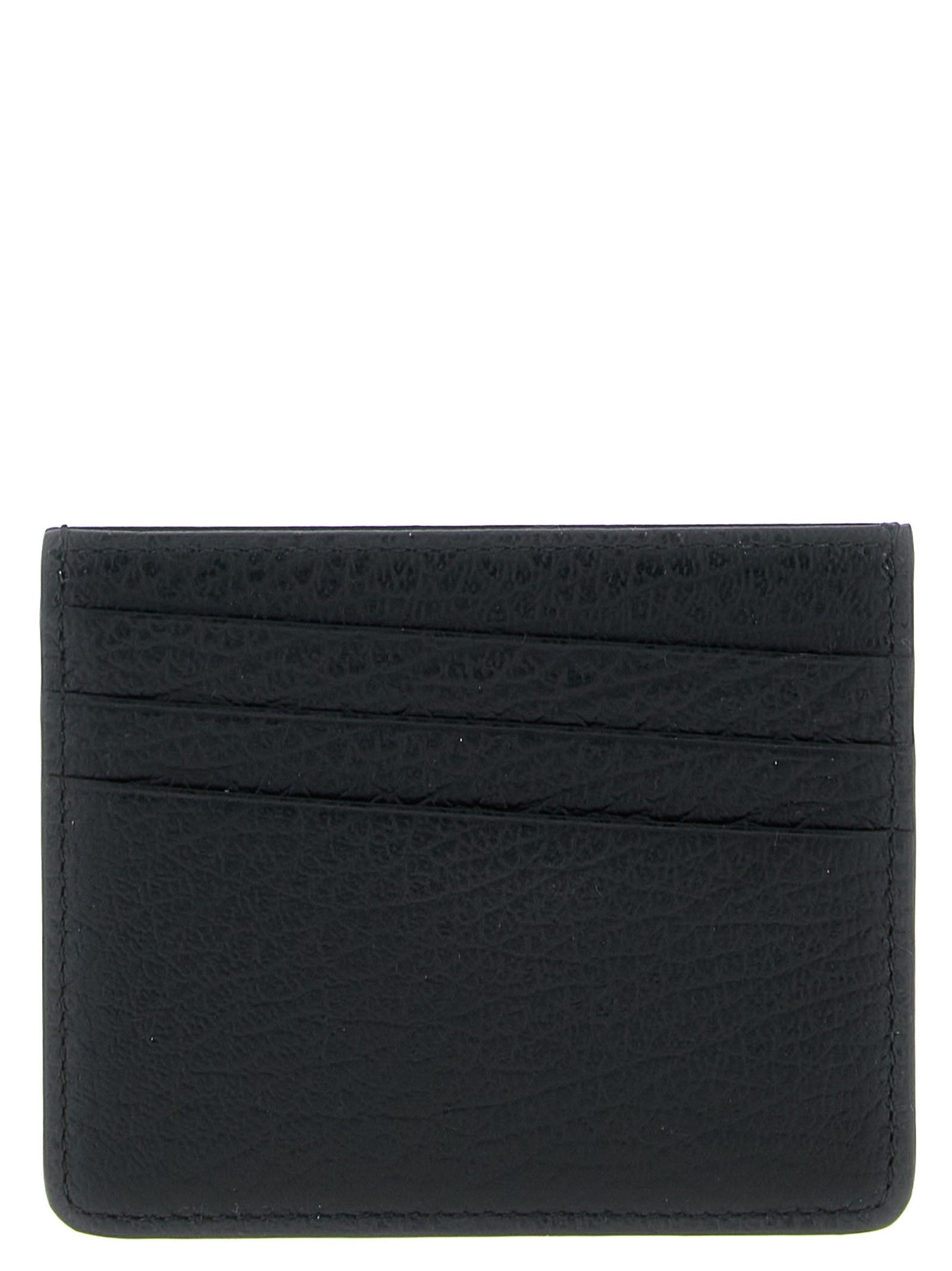 Maison Margiela Women's Four Stitches Hammered Leather Card Holder Black