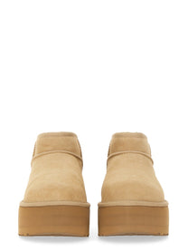 UGG Women's Stivale Classic Ultra Mini Con Plateau Beige