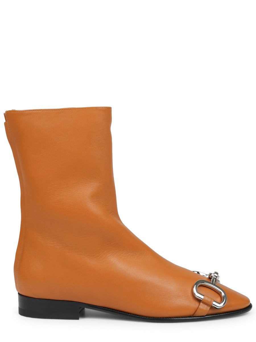 Celine Women's Stivale in Pelle Con Morsetto Brown