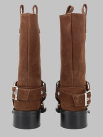 Ganni Women's Stivaletto Biker in Suede Brown