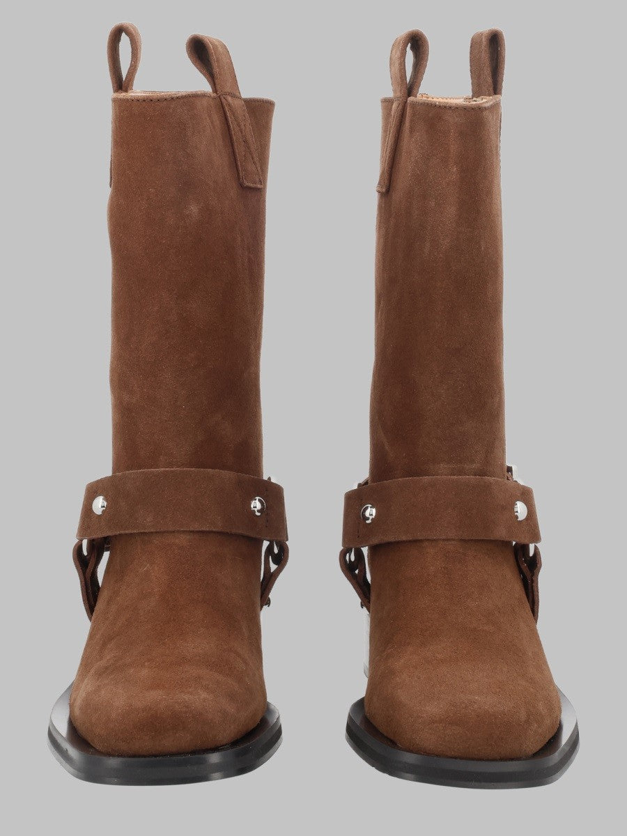 Ganni Women's Stivaletto Biker in Suede Beige