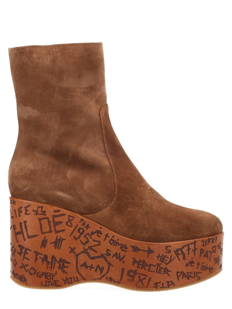 Chloé Women's Ankle Boots with Wedge Maxime Brown