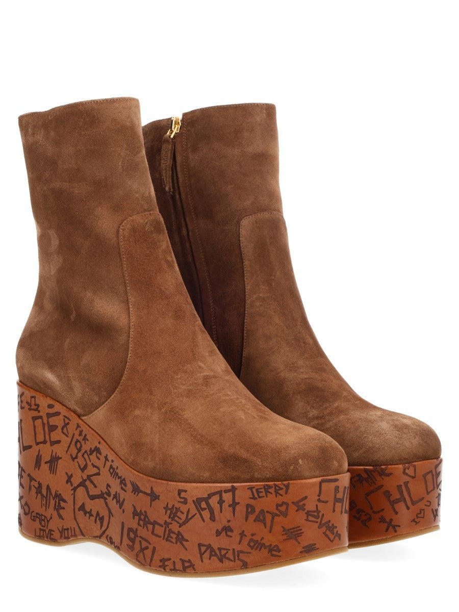 Chloé Women's Stivaletto Con Zeppa Maxime Brown