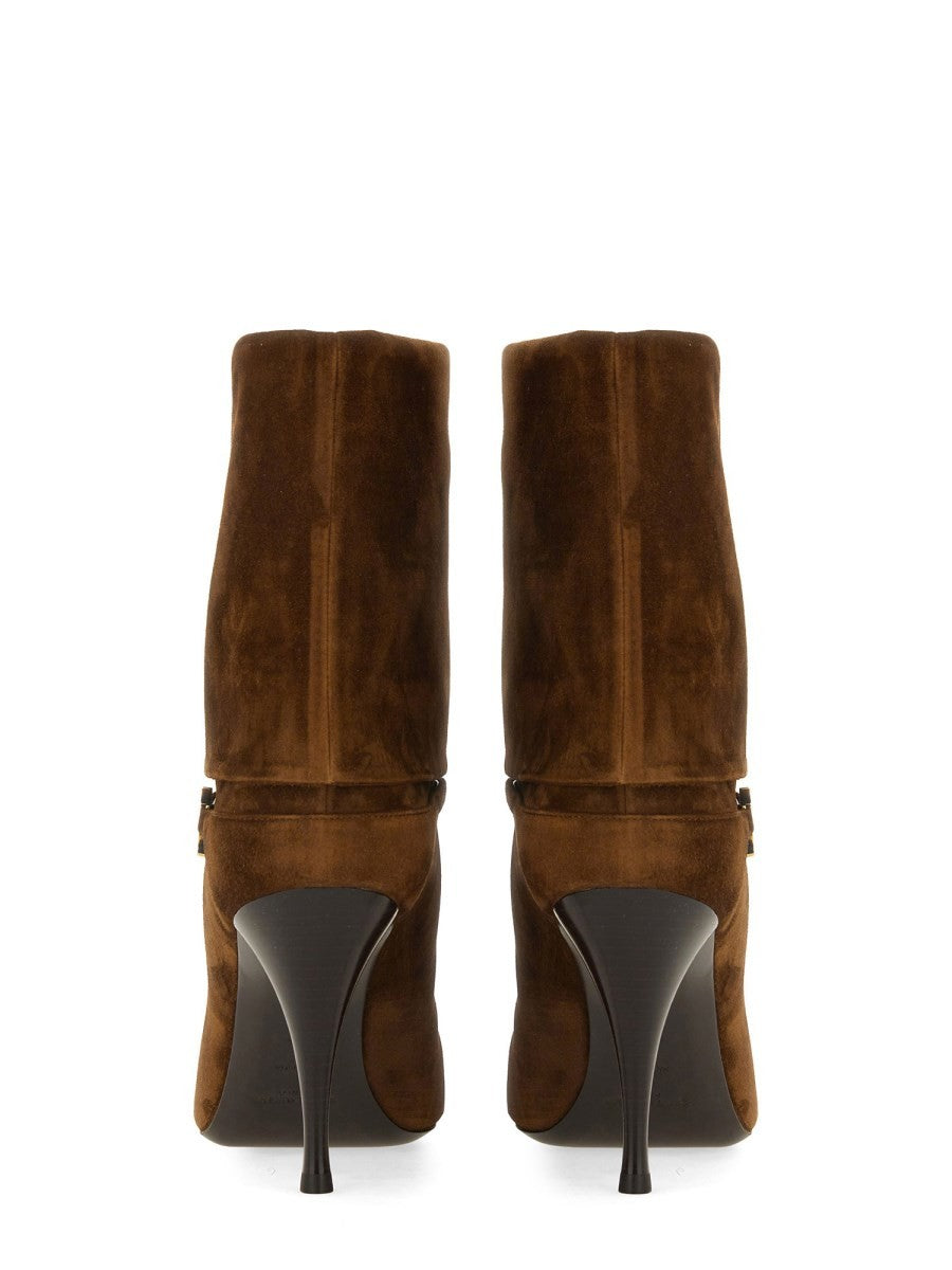 Saint Laurent Women's Niki Ankle Boots Beige, view 4