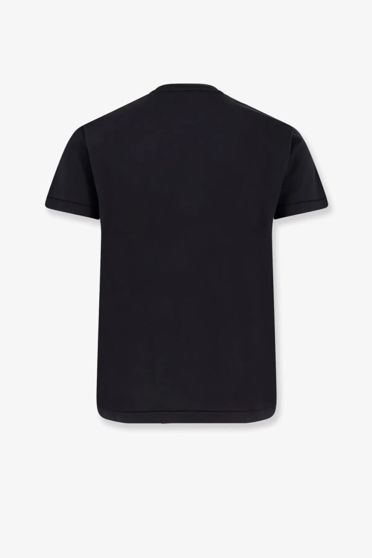 Stone Island men’s black cotton shirt featuring a simple crew neck and short sleeves shown from the front