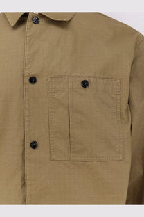 Stone Island men’s cotton shirt in tan corduroy with black buttons and a chest pocket