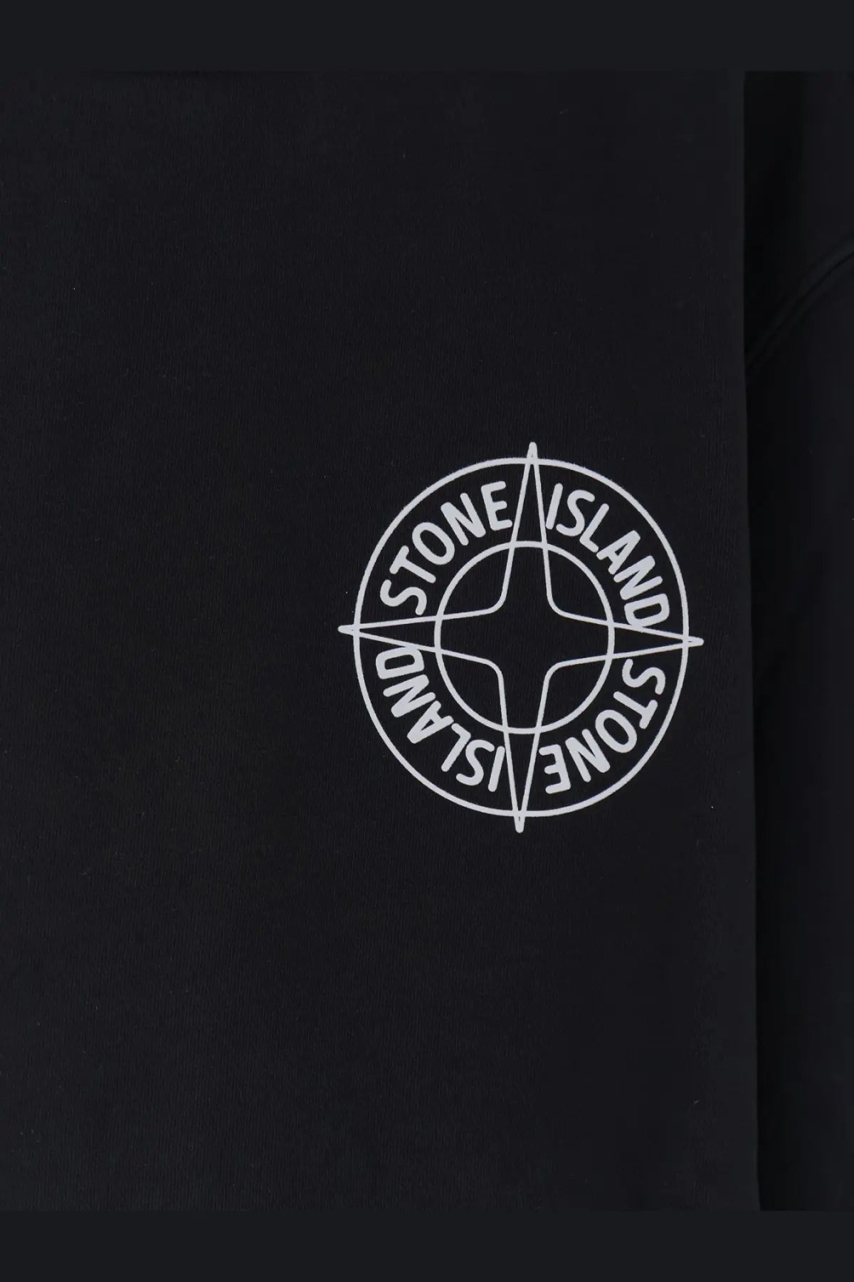 Stone Island men’s black cotton sweatshirt with white compass logo embroidered on the chest