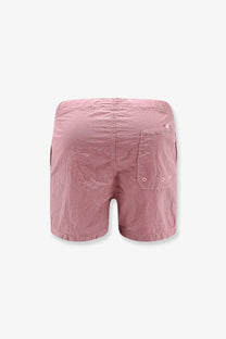 Stone island men’s econylon swim trunks pink showing the back with a single pocket and subtle stitching details