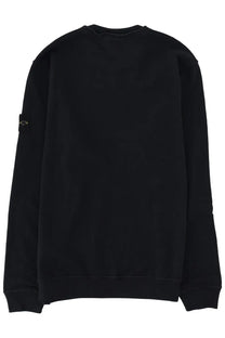 Black stone island men’s felpa con patch sweatshirt with long sleeves and embroidered logo patch on left sleeve