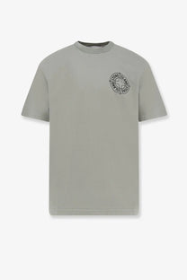 Stone Island men’s organic cotton olive green short-sleeved t-shirt with a subtle black circular chest logo