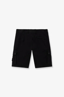 Stone island men’s organic cotton black cargo shorts with buttoned side pockets and minimalist design