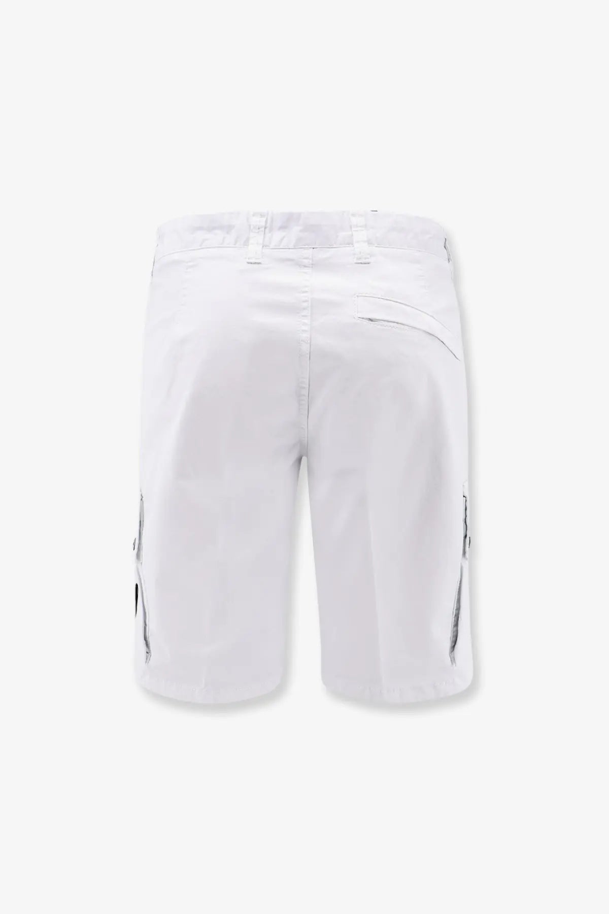 Stone island men’s organic cotton blue shorts with white cargo design and subtle gray zipper accents on sides