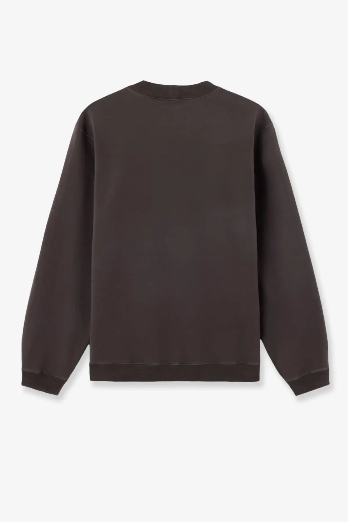 Stone island men’s organic cotton sweatshirt grey with long sleeves and ribbed cuffs shown in dark brown crewneck style